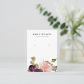 BLUSH GOLD BURGUNDY ROOS FLORAL EARRING DISPLAY VISITEKAARTJE (Staand voorkant)