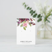 BLUSH GOLD BURGUNDY ROOS FLORAL EARRING DISPLAY VISITEKAARTJE (Staand voorkant)