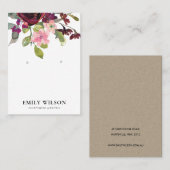 BLUSH GOLD BURGUNDY ROOS FLORAL EARRING DISPLAY VISITEKAARTJE (Voorkant / Achterkant)