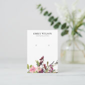 BLUSH GOLD BURGUNDY ROOS FLORAL EARRING DISPLAY VISITEKAARTJE (Staand voorkant)