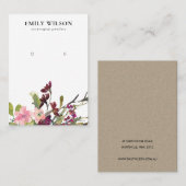 BLUSH GOLD BURGUNDY ROOS FLORAL EARRING DISPLAY VISITEKAARTJE (Voorkant / Achterkant)