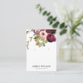 BLUSH GOLD BURGUNDY ROOS FLORAL EARRING DISPLAY VISITEKAARTJE (Staand voorkant)