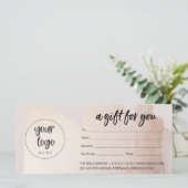 Blush Gold Business Cadeaubon met Logo (Staand voorkant)