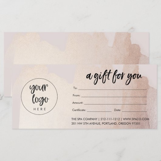 Blush Gold Business Cadeaubon met Logo (Voorkant / Achterkant)