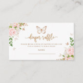 Blush gold Butterfly diaper raffinage ticket Informatiekaartje (Voorkant)