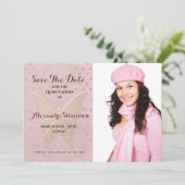 Blush Gold Butterfly Quinceañera Save The Date (Staand voorkant)