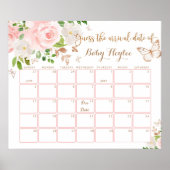 Blush gold butterfly Raad de vervaldatum kalender Poster (Voorkant)