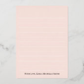 Blush Gold Calligrafie Foto Afstuderen Hartelijk d Folie Uitnodiging (Achterkant)