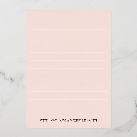 Blush Gold Calligrafie Foto Afstuderen Hartelijk d Folie Uitnodiging (Achterkant)