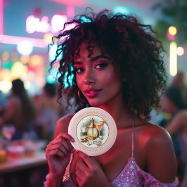 Blush & Gold Camp Bruid Gepersonaliseerde Bachelor Ronde Button 5,7 Cm