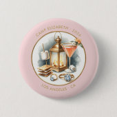Blush & Gold Camp Bruid Gepersonaliseerde Bachelor Ronde Button 5,7 Cm (Voorkant)