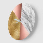 Blush Gold Carrara Marble Grey Geometry Glass Roze Grote Klok (Hoek)