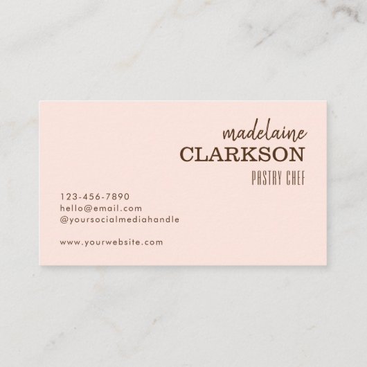 Blush Gold Chef Pet Bakkerij Visitekaartje (Achterkant)
