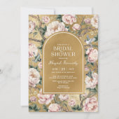 Blush Gold Chinoiserie Peony Floral Vrijgezellenfe Kaart (Voorkant)