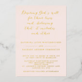 Blush & Gold Christelijk Script Wedding Folie Uitnodiging (Voorkant)