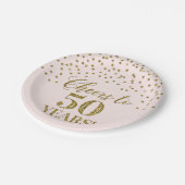 Blush Gold Confetti Cheers tot 50 jaar verjaardag Papieren Bordje (Gekanteld)