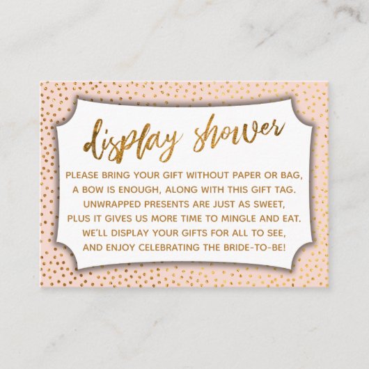 Blush & Gold Confetti Display Vrijgezellenfeest Ca Informatiekaartje (Voorkant)