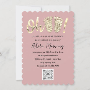 Blush Gold Confetti Feet Baby Girl QR CODE Kaart