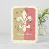 Blush Gold Confetti Fleur de Lis event Uitnodiging (Staand voorkant)