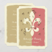 Blush Gold Confetti Fleur de Lis event Uitnodiging (Voorkant / Achterkant)