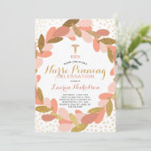 Blush Gold Confetti Nurse Pinning Afstudeerfeest Kaart (Staand voorkant)