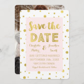 Blush Gold Confetti trouwfoto Save the Date (Voorkant / Achterkant)