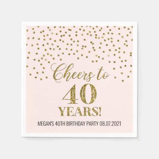 Blush Gold Confetti viert 40 jaar Servet (Voorkant)