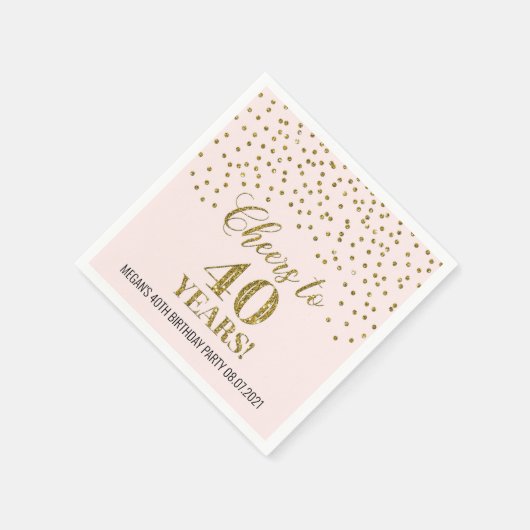 Blush Gold Confetti viert 40 jaar Servet (Hoek)