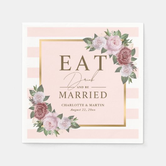Blush Gold Eet Drink en trouwen Floral Wedding Servet (Voorkant)