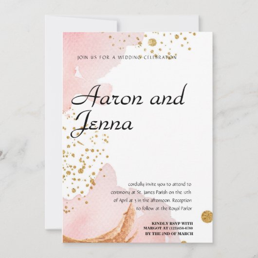 Blush & Gold Elegant Abstract Weddenschap Kaart (Voorkant)