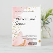 Blush & Gold Elegant Abstract Weddenschap Kaart (Staand voorkant)