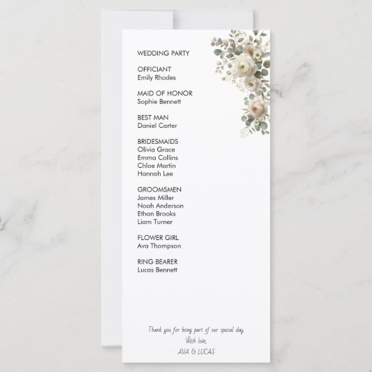 Blush & Gold Elegant Wedding Program Kaart (Achterkant)