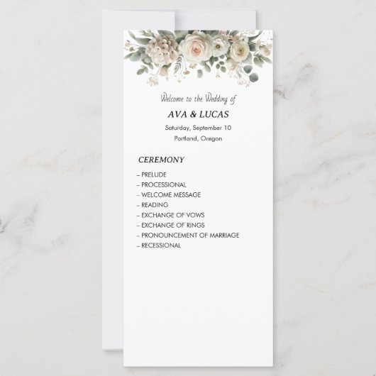 Blush & Gold Elegant Wedding Program Kaart (Voorkant)
