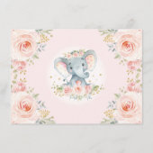 Blush Gold Elephant Baby Girl Shower Diaper Raffle Informatiekaartje (Achterkant)