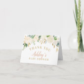 Blush Gold en Green Floral Baby shower Bedankkaart (Voorkant)