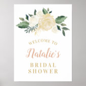 Blush Gold en Green Floral Vrijgezellenfeest Welko Poster (Voorkant)