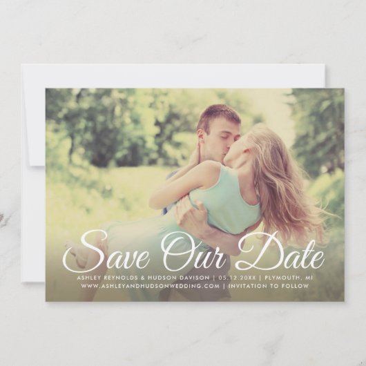 Blush Gold en Green Floral Wedding Foto Save The Date (Voorkant)