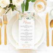 Blush Gold en Green Floral Wedding Menu