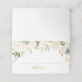 Blush Gold en Green Floral Wedding Plaatskaartje (Buitenkant ongevouwen)