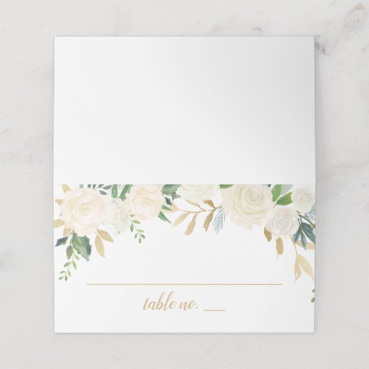Blush Gold en Green Floral Wedding Plaatskaartje (Buitenkant ongevouwen)