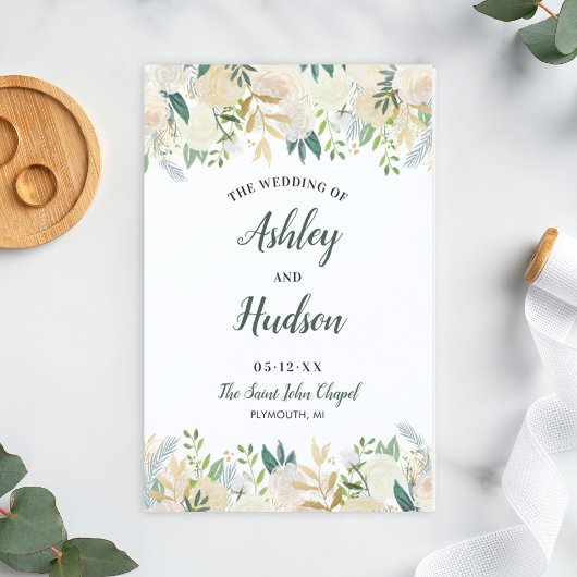 Blush Gold- en Green Floral Wedding-programma's