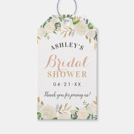 Blush Gold en Green Floral Wedding Vrijgezellenfee Cadeaulabel (Voorkant)
