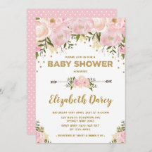 Blush Gold Floral Baby shower Cottage Chic