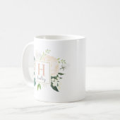 Blush Gold Floral Bouquet Custom Monogram Koffiemok (Voorkant links)