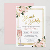 Blush Gold Floral Brunch en bubbelbaar Vrijgezelle Kaart (Voorkant / Achterkant)