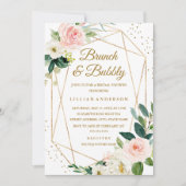 Blush Gold Floral Brunch en bubbelbaar Vrijgezelle Kaart (Voorkant)