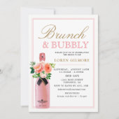 Blush Gold Floral Brunch en Bubbly Vrijgezellenfee Kaart (Voorkant)