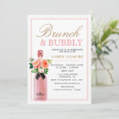 Blush Gold Floral Brunch en Bubbly Vrijgezellenfee Kaart (Staand voorkant)