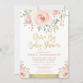 Blush Gold Floral drive by Baby shower Quarantine Kaart (Voorkant)