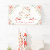 Blush Gold Floral Fox Woodland Baby shower Welkom Spandoek (Insitu)